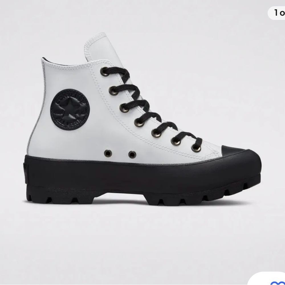 White and black Leather converse